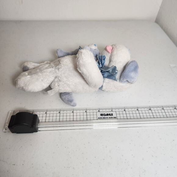 Petting Zoo White Puppy Dog with Sad Eyes Holding a Teddy Bear Plush Stuffed - Picture 8 of 8